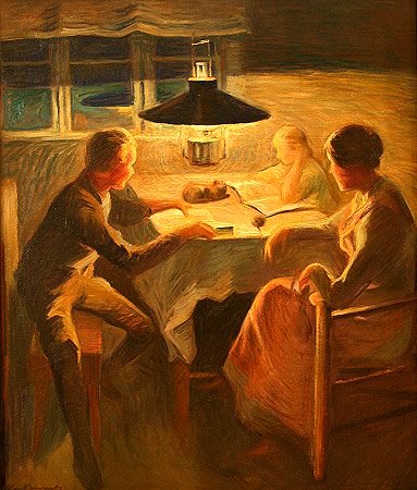 Family Reading, by Carl Bengts. Public domain {{PD-US}}. Image via Wikimedia Commons.