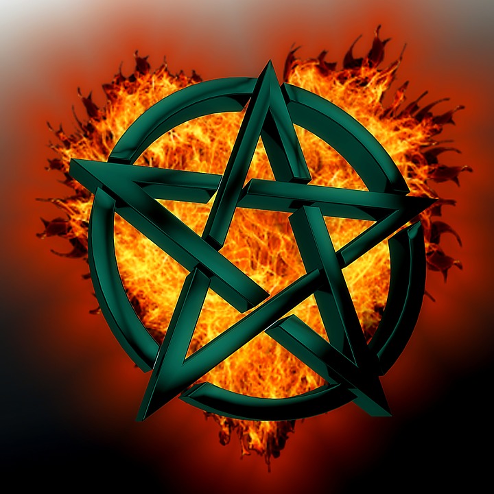 Symbol Green Mystical Pentagram Fire